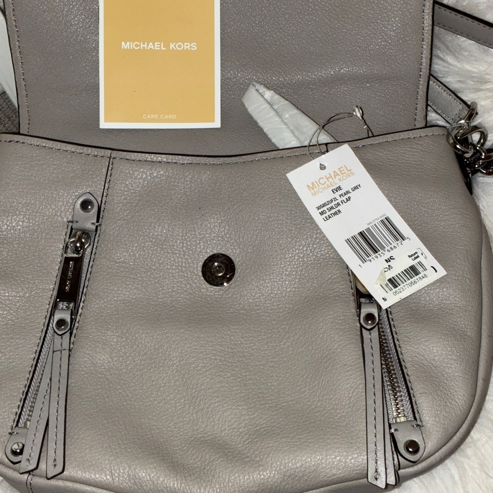 NWT Michael Michael Kors EVIE Grey Shoulder Bag - Picture 3 of 10